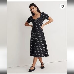 Madewell Sweetheart Puff Sleeve Midi Dress
